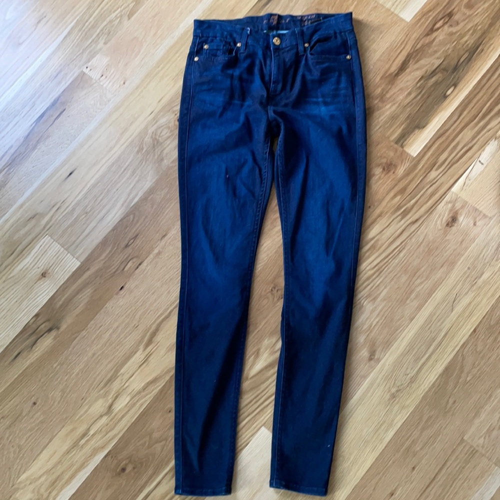 7 for all mankind dark blue high rise skinny jeans